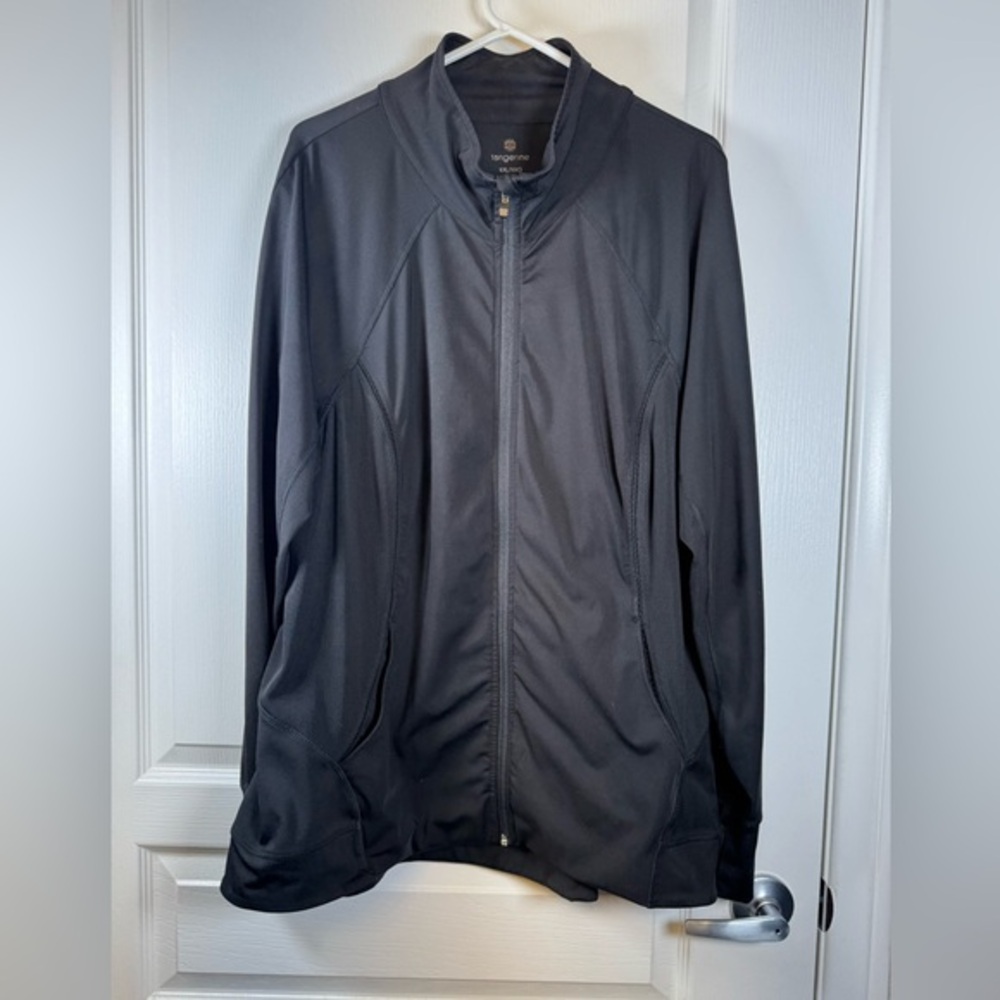 Tangerine Full Zip Up Track Gym Active Black Jacket Size XXL EUC #2005